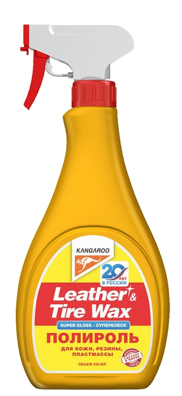 Полироль универсальный (кож,рез, пласт) Leather  Tire Wax 500мл (Kangaroo)..