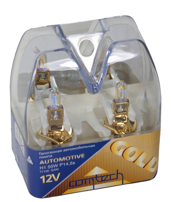 Галогеновая лампа Gold Comtech Н1 12v 55w ЖЁЛТЫЕ