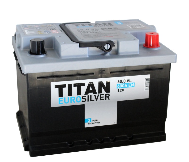 ТИТАН Euro Silver 6СТ-60 Ач R+ о.п. низкий  д242ш175в175600А