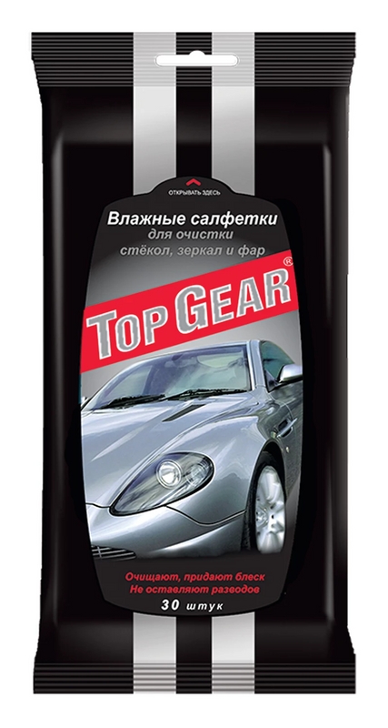 Салфетки влажные для стекол зеркал и фар Top Gear