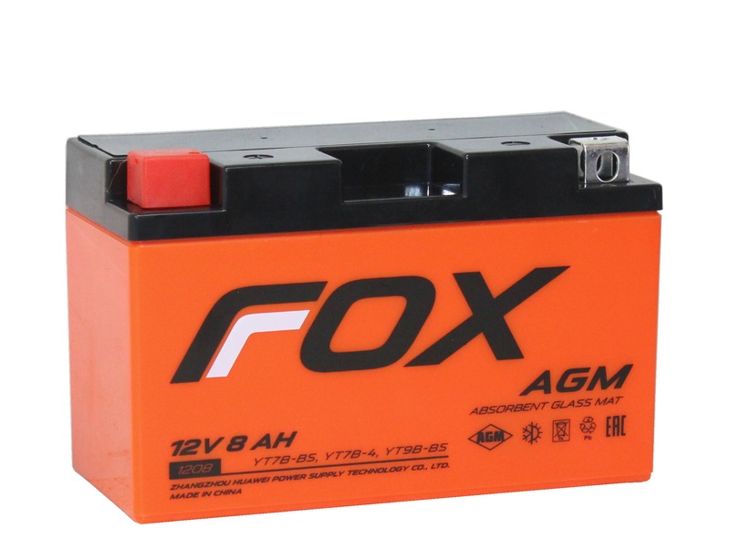 FOX AGM СТ-1208 12V8 Ач п.п. [д150ш66в94130А] (YT7B-BS)