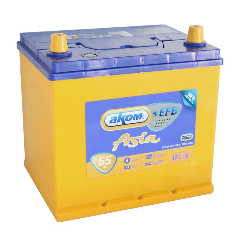 АКОМ Asia+EFB 6СТ-65 Ач о.п. с бортом  д232ш173в225670А  АО «АКОМ»