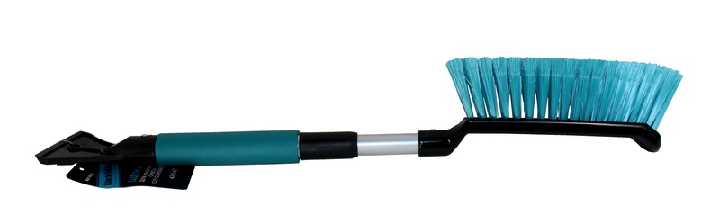 (Black&Blue) Скребок с щёткой для удаления снега и льда поролоновая телескопическая ручка, цвет 1005