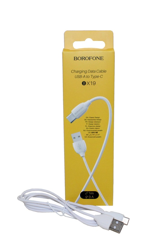 (Borofone) Телефонный КАБЕЛЬ для TYPE-C - USB, 1м, цвет БЕЛЫЙ  BX19