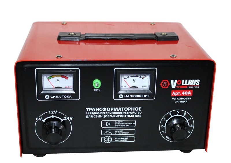 Зарядное устройство VOLLRUS 40А (для АКБ 40-120 Ач), 61224 В