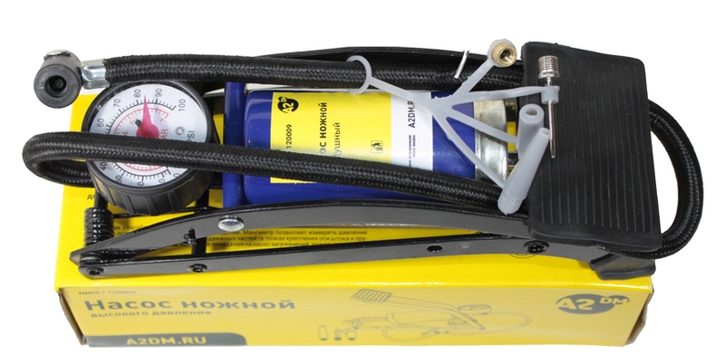 Насос ножной A2DM 1 цилиндр с манометром