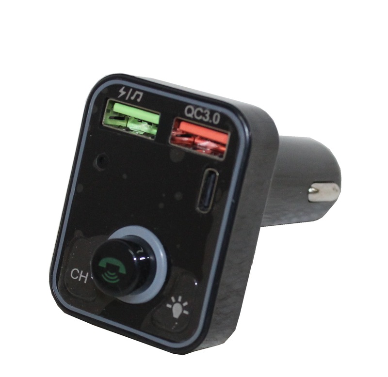 FM-Модулятор Bluetooth + 2 USB выхода на зарядку 3.1 A, Type-C WAFM-510, подсветка, цвет ЧЕРНЫЙ