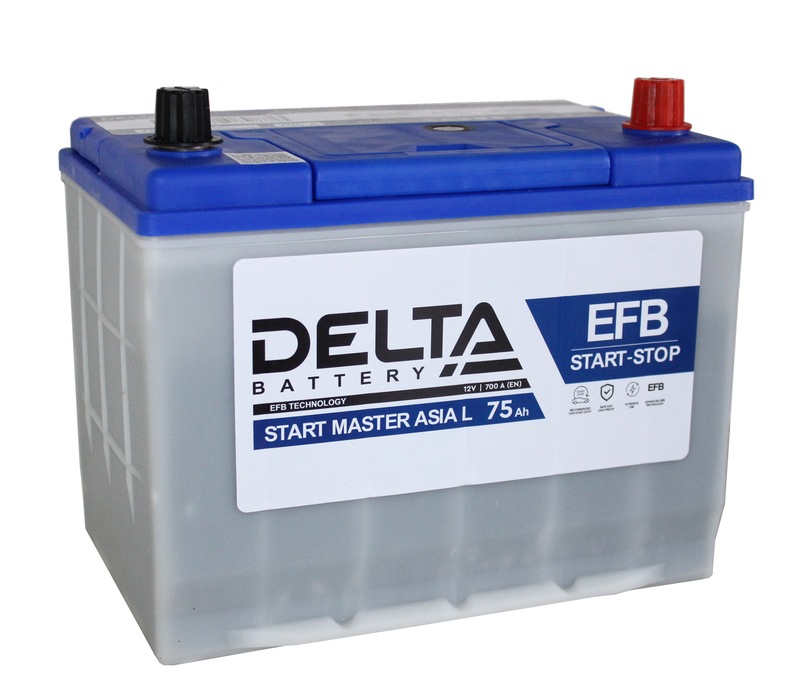 DELTA EFB 6СТ-75 Ач о.п. ASIA с бортом  д260ш175в220800А  (S95 EFB)