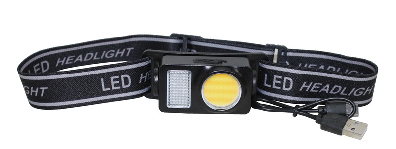 Фонарь налобный LED+USB кабель для зарядки (YYC-328)