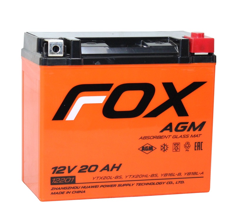 FOX AGM СТ-12201 12V20 Ач о.п. [д177ш88в154270А] (YTX20-LBS)