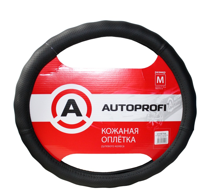 (AUTOPROFI) Оплетка из натуральной кожи AP-396-M, цвет чёрный