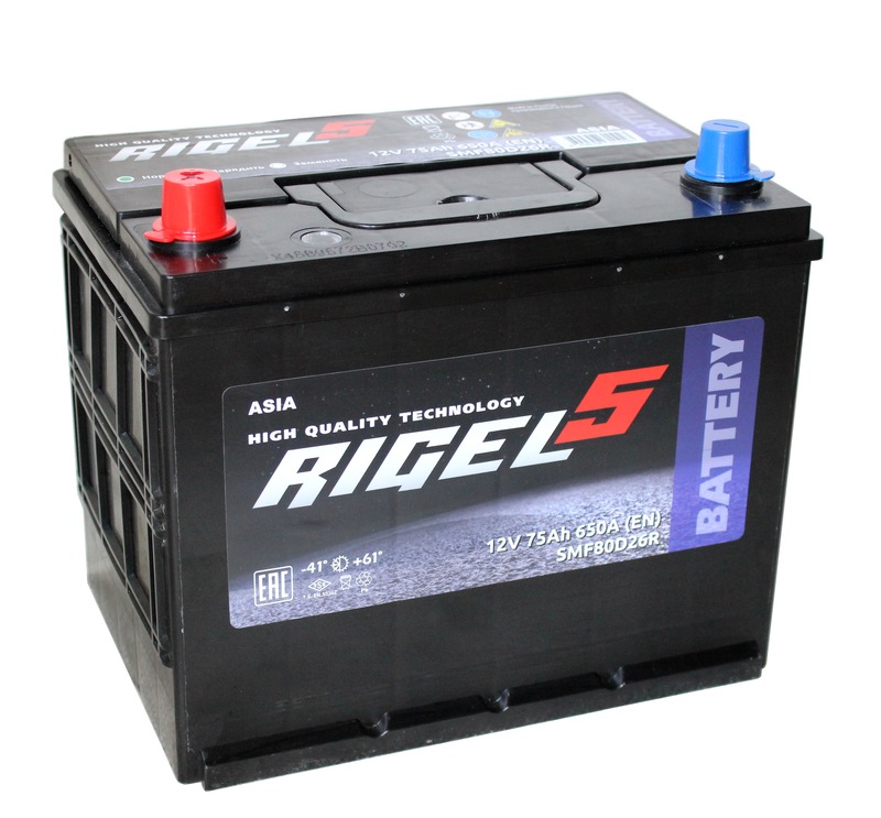 RIGEL 5 ASIA 6СТ-75 Ач п.п.  д260ш170в225650А  (SMF85D26R)