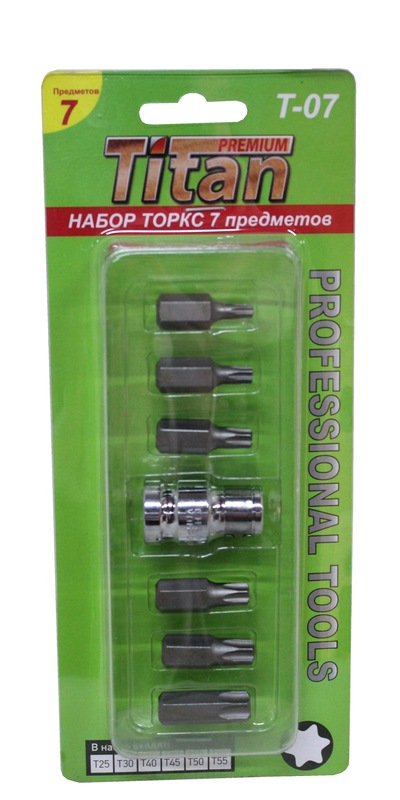 Набор бит Т-07 Titan (Т25 - Т55) Тorx 7 предметов