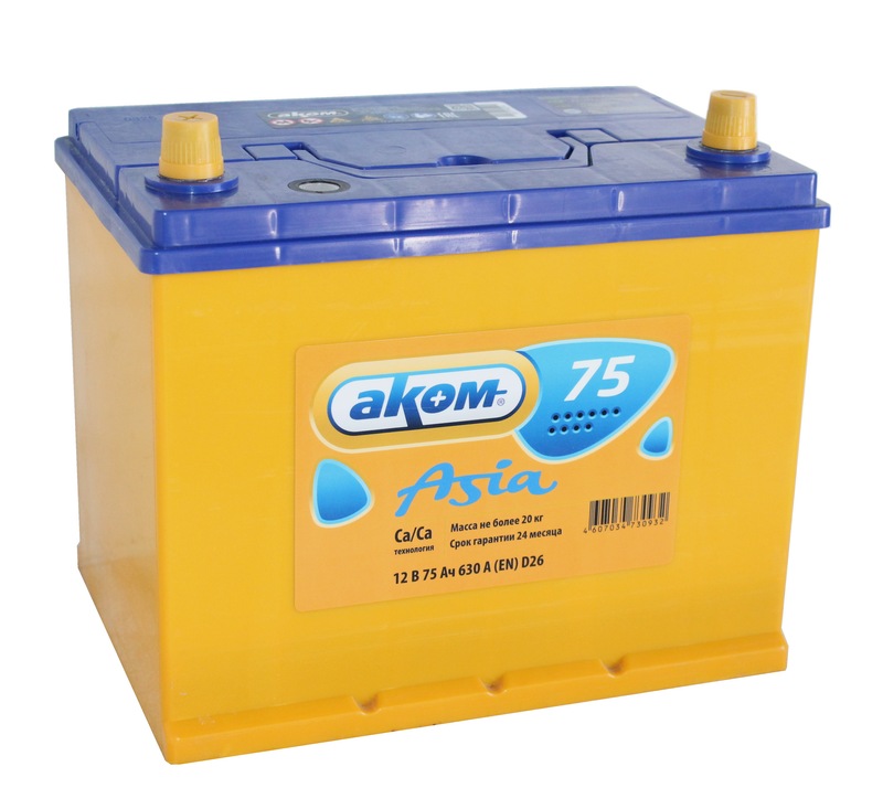 АКОМ Asia 6СТ-75 Ач п.п. с бортом  д260ш173в225630А  АО «АКОМ»