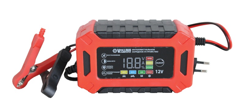 Зарядное устройство импульсное VOLLRUS smart 10A-A  12В, 6A (АвтоМотоAGM)