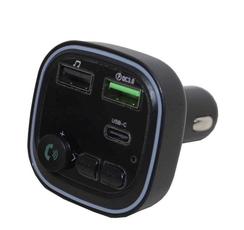 FM-Модулятор Bluetooth + 2 USB выхода на зарядку 3.1 A,Type-C, BC48 подсветка, цвет ЧЕРНЫЙ