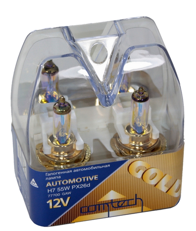 Галогеновая лампа Gold Comtech Н7 12v 55w ЖЁЛТЫЕ