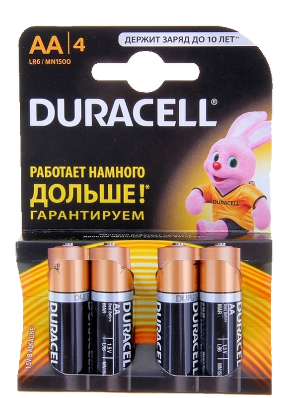 Батарейки DURACELL LR6 MN1500 1.5V SIZE AA Комплект 4шт