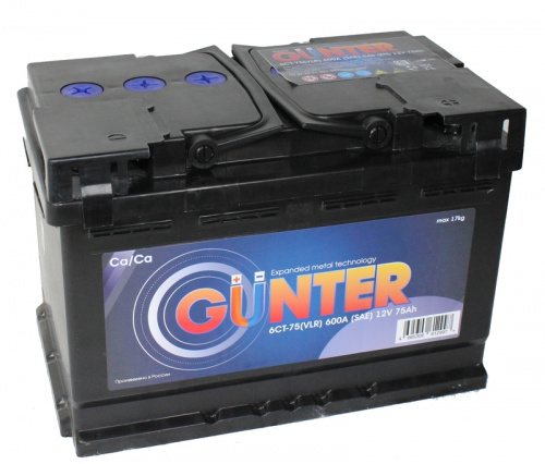 GUNTER (ЕАЗ) 6СТ-75VL (п.п.) 600А