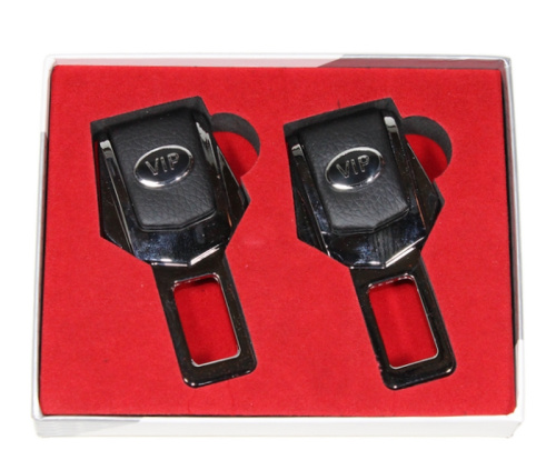 Заглушка ремня безопасности с кожаной вставкой   VIP , с черной вставкой