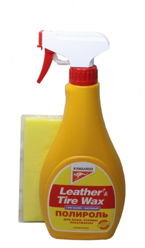 Полироль МАТОВЫЙ для кожи, резины, пластмассы Leather & Tire Wax Gloss Kangaroo 500 мл