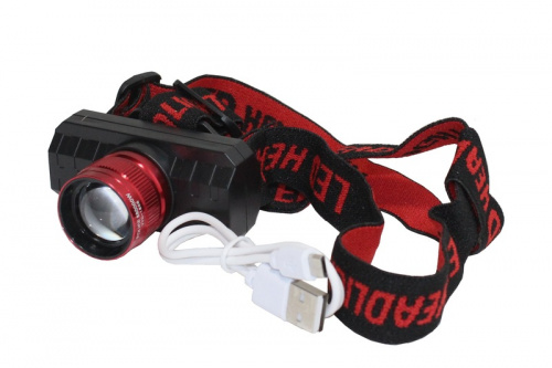 Фонарь налобный LED+USB кабель для зарядки (YYC-305-6SMD)