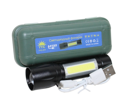 Фонарь ручной 2 LED+USB кабель для зарядки (YYC-511)