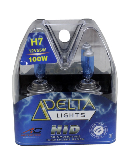 Галогеновая лампа DELTA Н7 12v 55w супер белые 2шт AVT1150