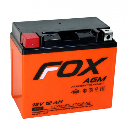 FOX AGM СТ-1212 12V12 Ач п.п. [д150ш87в130200А] (YTX12-BS)