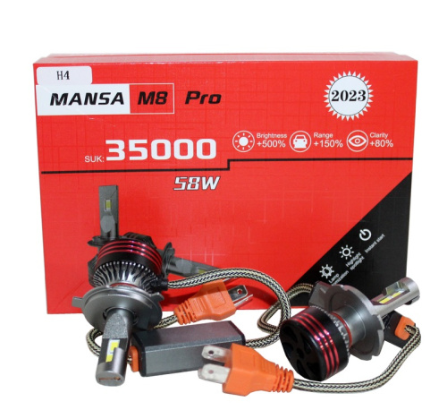 Диодные лампы BCS-E8pro H4, 45W, 6500K
