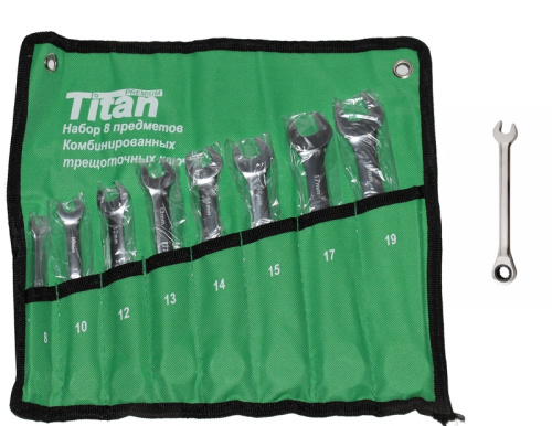 Набор ключей с трещоткой 8 предметов в сумке