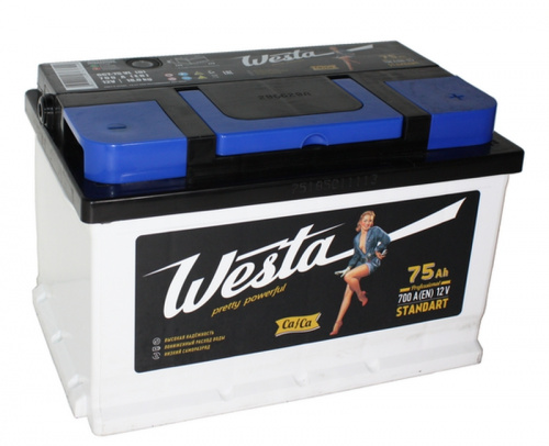 Аккумулятор WESTA BLACK 6СТ-75 о.п.низкий каз